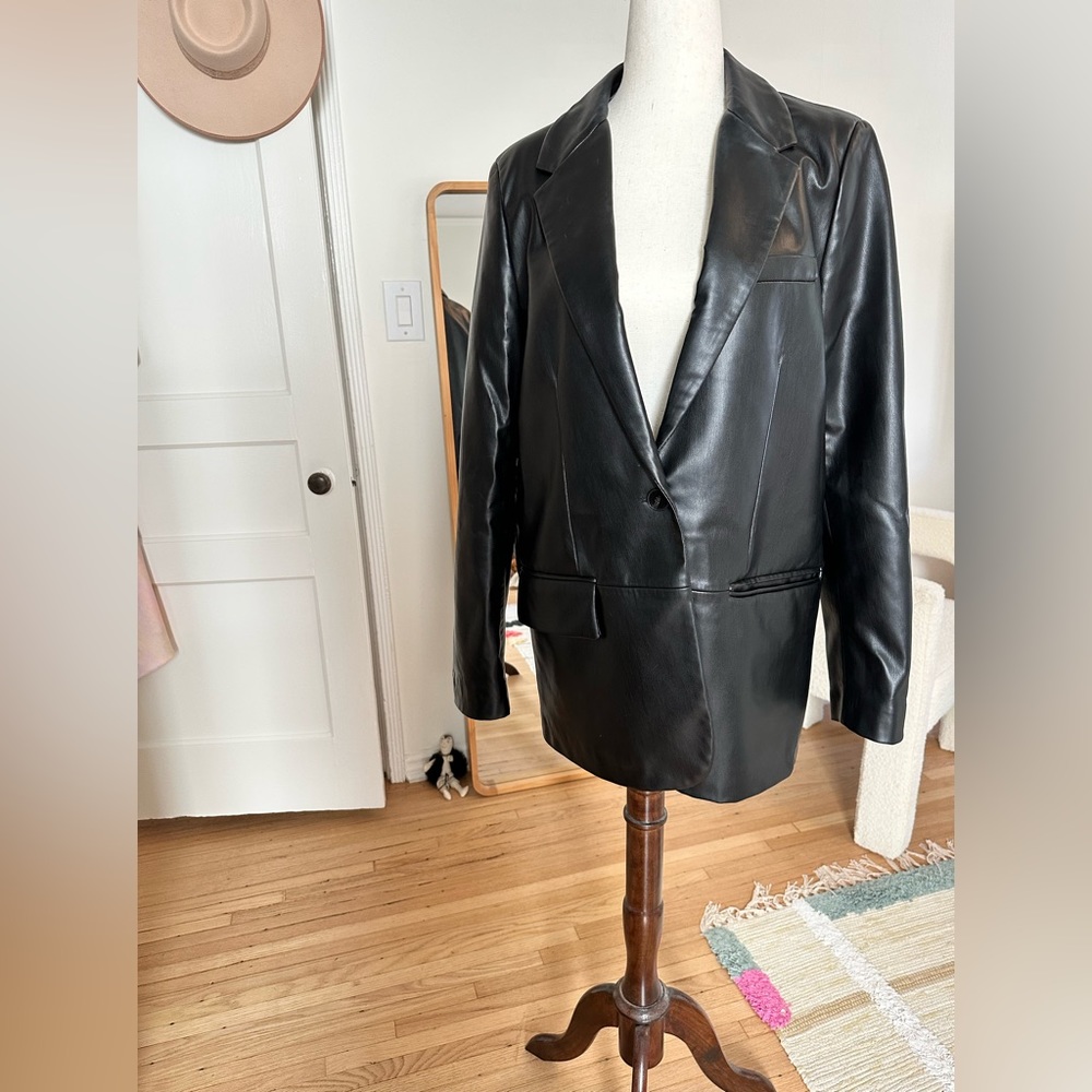 Faux Leather Blazer. Like new condo. Worn once for photo shoot.